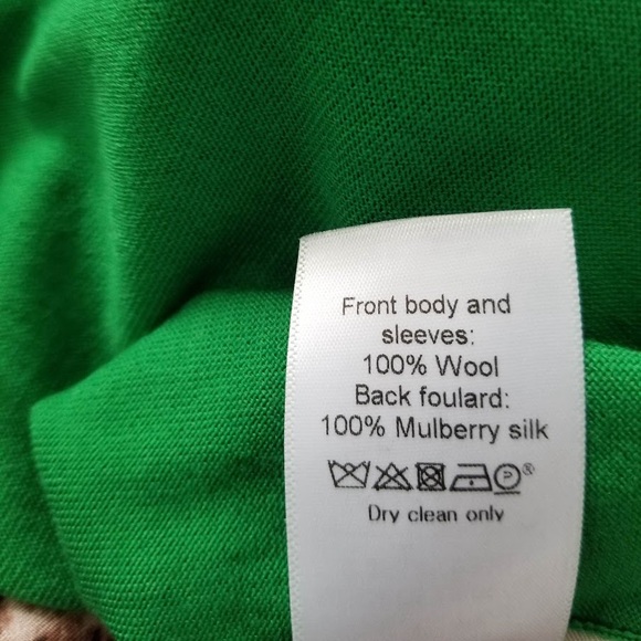 CELINE Green Wool V-Neck Sweater with Silk Foulard Scarf Cape Size Small NWOT - Picture 7 of 13